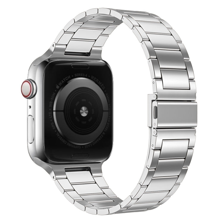 Small Waist Stainless Steel Watch Band For Apple Watch Series 9&8&7 41mm / SE 3&SE 2&6&SE&5&4 40mm / 3&2&1 38mm(Silver) - Watch Bands by buy2fix | Online Shopping UK | buy2fix