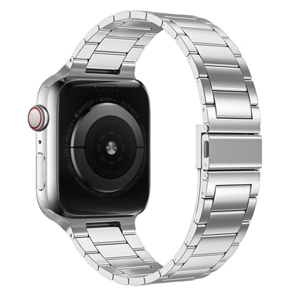 Small Waist Stainless Steel Watch Band For Apple Watch Series 9&8&7 41mm / SE 3&SE 2&6&SE&5&4 40mm / 3&2&1 38mm(Silver) - Watch Bands by buy2fix | Online Shopping UK | buy2fix