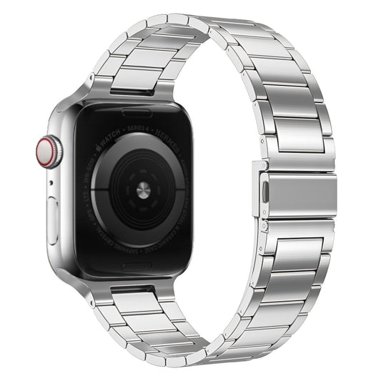 Small Waist Stainless Steel Watch Band For Apple Watch Series 9&8&7 41mm / SE 3&SE 2&6&SE&5&4 40mm / 3&2&1 38mm(Silver) - Watch Bands by buy2fix | Online Shopping UK | buy2fix