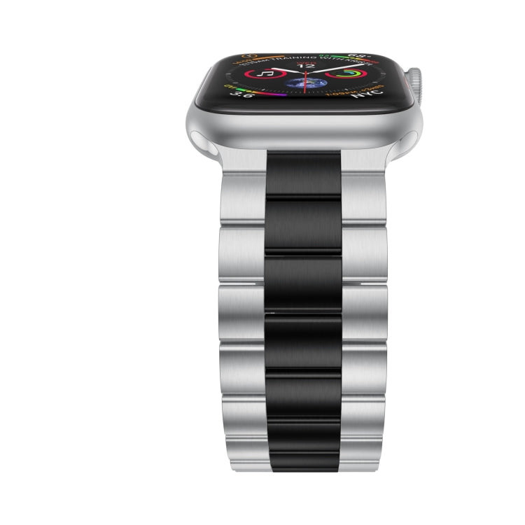 Small Waist Stainless Steel Watch Band For Apple Watch Series 8&7 45mm / SE 2&6&SE&5&4 44mm / 3&2&1 42mm(Silver Black) by buy2fix