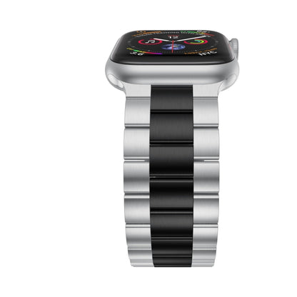 Small Waist Stainless Steel Watch Band For Apple Watch Series 8&7 45mm / SE 2&6&SE&5&4 44mm / 3&2&1 42mm(Silver Black) by buy2fix