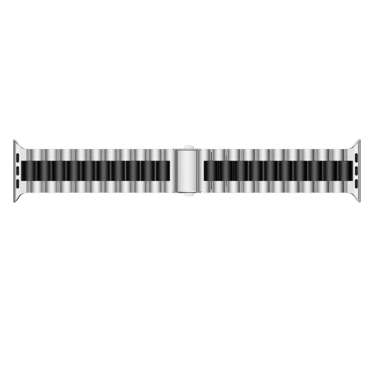 Small Waist Stainless Steel Watch Band For Apple Watch Series 8&7 45mm / SE 2&6&SE&5&4 44mm / 3&2&1 42mm(Silver Black) by buy2fix