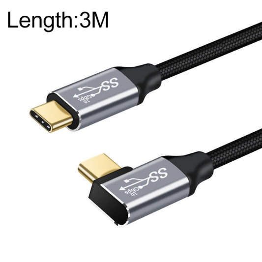 3m 10Gbps USB-C / Type-C Male Straight to Male Elbow Charging Data Transmission Cable - Cable & Adapters by buy2fix | Online Shopping UK | buy2fix