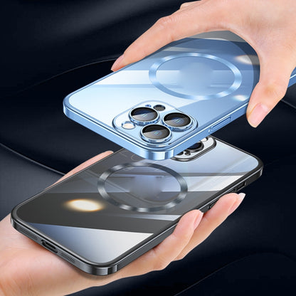 For iPhone 12 Magsafe Magnetic Electroplated PC Phone Case(Blue) by buy2fix