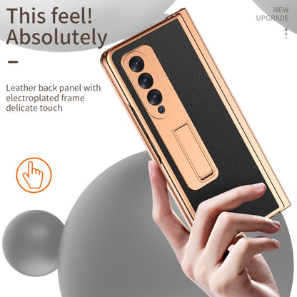 For Samsung Galaxy Z Fold3 5G Litchi Texture Leather Hinged Electroplated Phone Case with S Pen Fold Edition & Protective Film(Black) by buy2fix