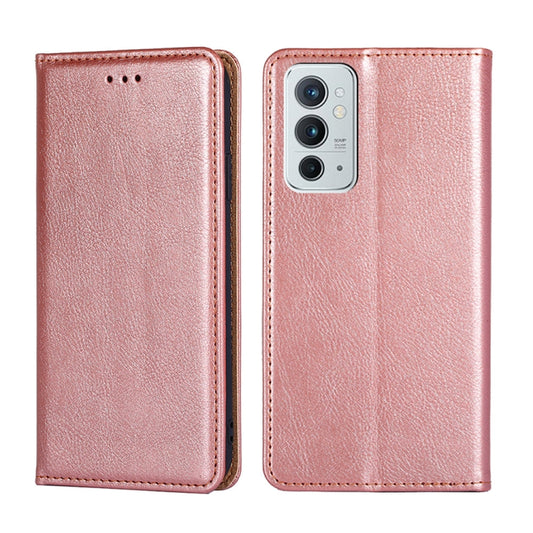 For OnePlus 9RT 5G Gloss Oil Solid Color Magnetic Leather Phone Case(Rose Gold) - OnePlus Cases by buy2fix | Online Shopping UK | buy2fix