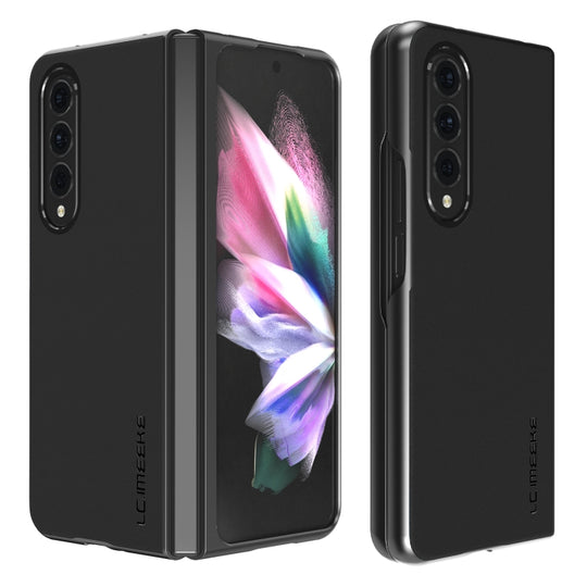For Samsung Galaxy Z Fold4 5G LC.IMEEKE Shock-resistant Plain Leather All-inclusive Protective Case(Black)