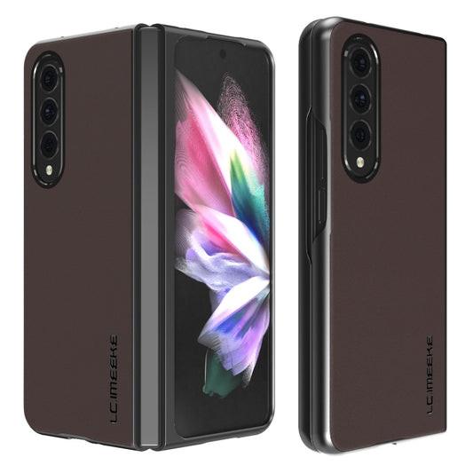 For Samsung Galaxy Z Fold4 5G LC.IMEEKE Shock-resistant Plain Leather All-inclusive Protective Case(Brown) - Galaxy Z Fold4 5G Cases by LC.IMEEKE | Online Shopping UK | buy2fix