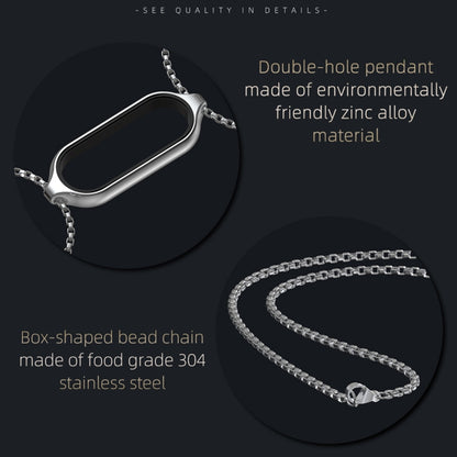 For Xiaomi Mi Band 5 / 6 MIJOBS Metal Pendant Stainless Steel Watch Necklace(Black) - Watch Bands by MIJOBS | Online Shopping UK | buy2fix