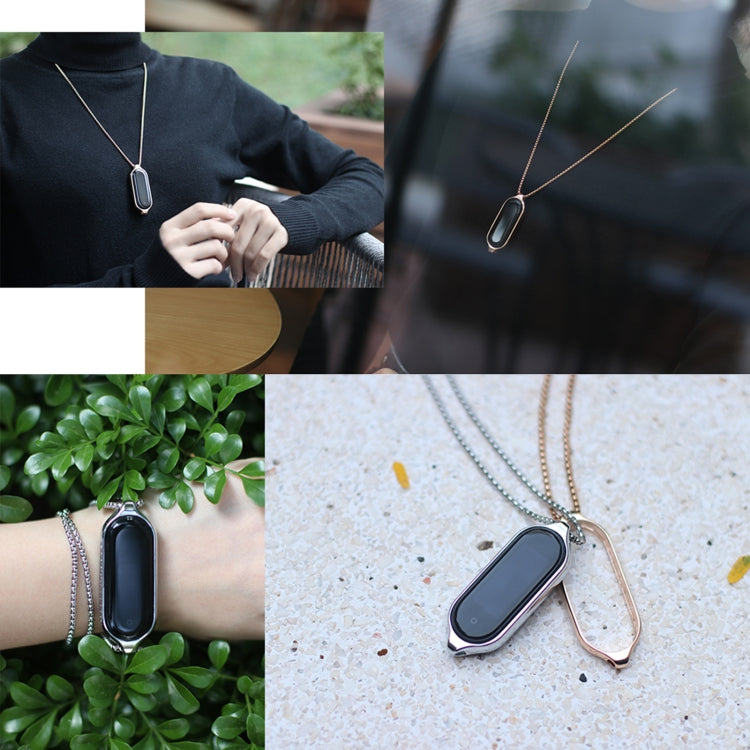 For Xiaomi Mi Band 5 / 6 MIJOBS Metal Pendant Stainless Steel Watch Necklace(Black) - Watch Bands by MIJOBS | Online Shopping UK | buy2fix