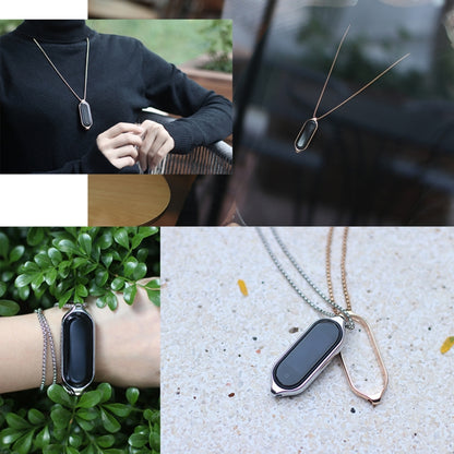 For Xiaomi Mi Band 5 / 6 MIJOBS Metal Pendant Stainless Steel Watch Necklace(Black) - Watch Bands by MIJOBS | Online Shopping UK | buy2fix