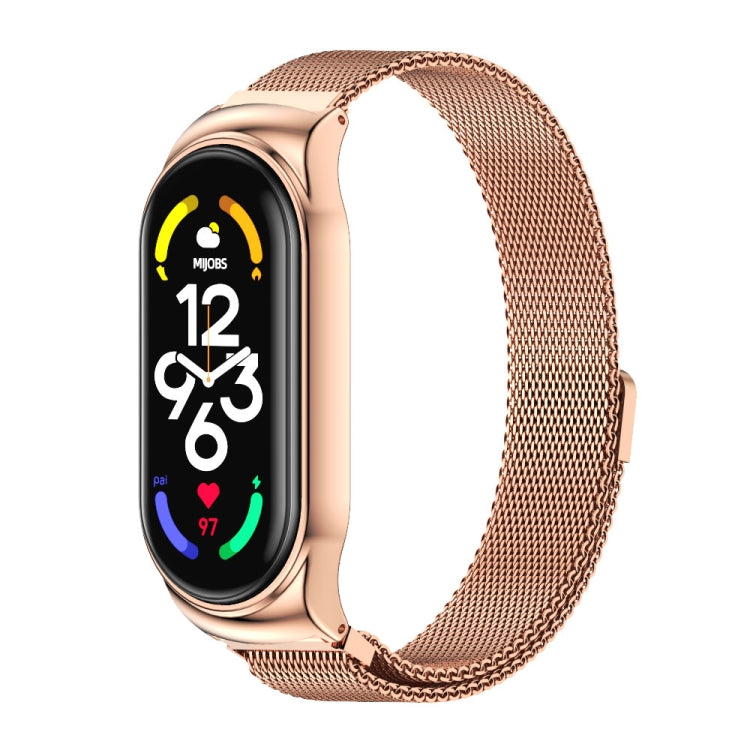 For Xiaomi Mi Band 7 / 7 NFC MIJOBS CS Milan Magnetic Stainless Steel Watch Band(Rose Gold) - Watch Bands by MIJOBS | Online Shopping UK | buy2fix