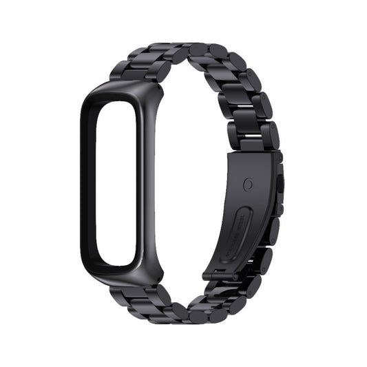 For Samsung Galaxy Fit 2 MIJOBS Three-bead Metal Stainless Steel Watch Band(Black) - Watch Bands by MIJOBS | Online Shopping UK | buy2fix