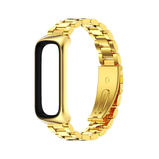 For Samsung Galaxy Fit 2 MIJOBS Three-bead Metal Stainless Steel Watch Band(Gold) - Watch Bands by MIJOBS | Online Shopping UK | buy2fix