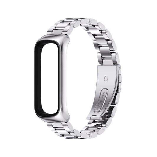 For Samsung Galaxy Fit 2 MIJOBS Three-bead Metal Stainless Steel Watch Band(Silver) - Watch Bands by MIJOBS | Online Shopping UK | buy2fix