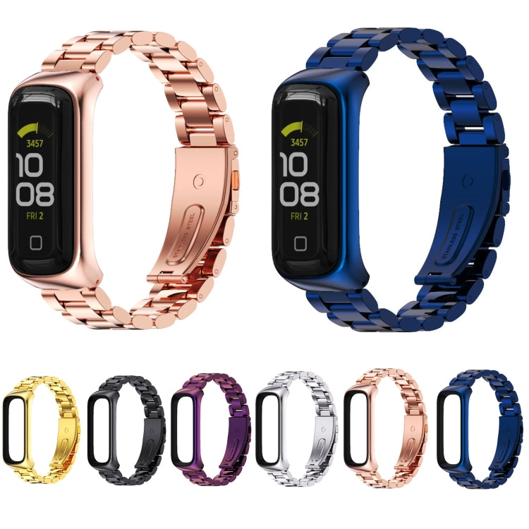 For Samsung Galaxy Fit 2 MIJOBS Three-bead Metal Stainless Steel Watch Band(Gold) - Watch Bands by MIJOBS | Online Shopping UK | buy2fix