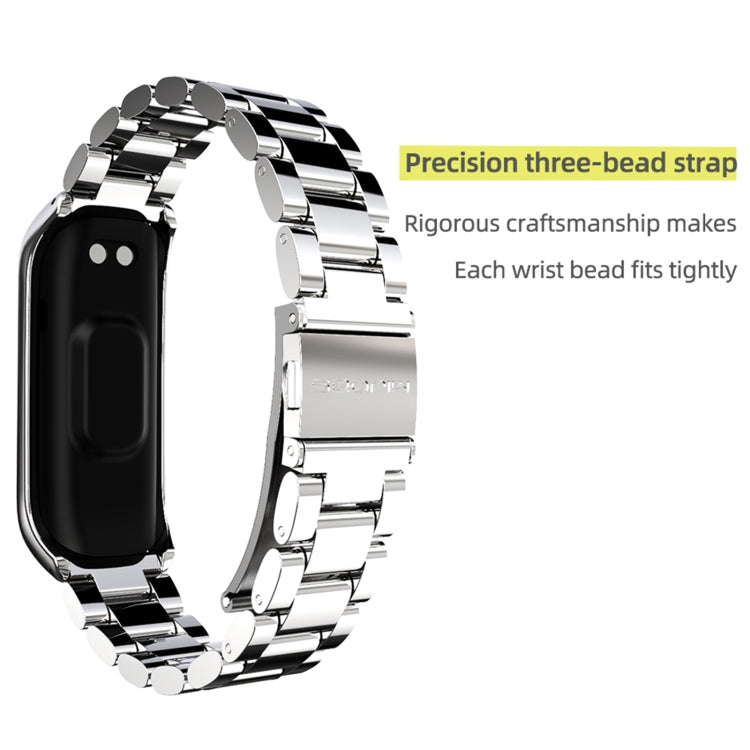 For Samsung Galaxy Fit 2 MIJOBS Three-bead Metal Stainless Steel Watch Band(Gold) - Watch Bands by MIJOBS | Online Shopping UK | buy2fix