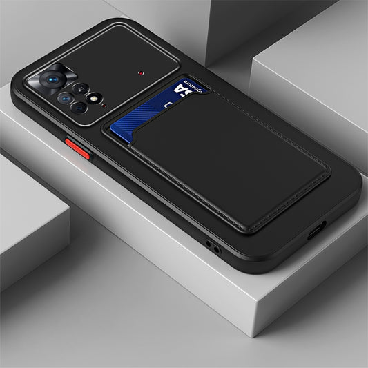 For Xiaomi Redmi Note 11 6.43 inch / Poco M4 Pro 4G Skin Feel Card Contrast Color Button TPU Phone Case(Black) - Xiaomi Cases by buy2fix | Online Shopping UK | buy2fix
