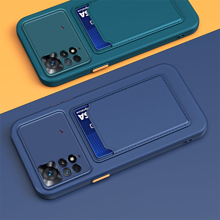 For Xiaomi Redmi Note 11 6.43 inch / Poco M4 Pro 4G Skin Feel Card Contrast Color Button TPU Phone Case(Black) - Xiaomi Cases by buy2fix | Online Shopping UK | buy2fix