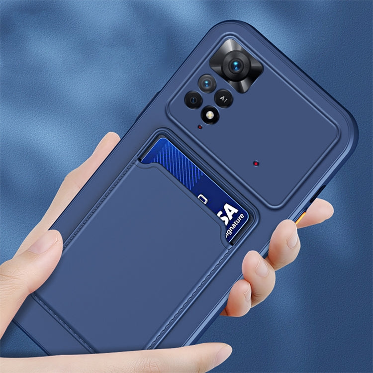 For Xiaomi Redmi Note 11 6.43 inch / Poco M4 Pro 4G Skin Feel Card Contrast Color Button TPU Phone Case(Black) - Xiaomi Cases by buy2fix | Online Shopping UK | buy2fix