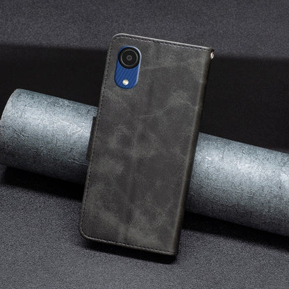 For Samsung Galaxy A03 Core Retro Lambskin Texture Leather Phone Case(Black) by buy2fix