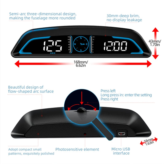 G3 Car 5.5 inch HUD Head-up Display HD GPS Speed Alarm Odometer - Head Up Display System by buy2fix | Online Shopping UK | buy2fix