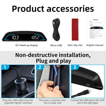 G3 Car 5.5 inch HUD Head-up Display HD GPS Speed Alarm Odometer - Head Up Display System by buy2fix | Online Shopping UK | buy2fix
