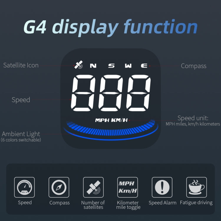 G4 Head Up Display Car Speedometer Smart Digital Alarm Reminder GPS HUD - Head Up Display System by buy2fix | Online Shopping UK | buy2fix