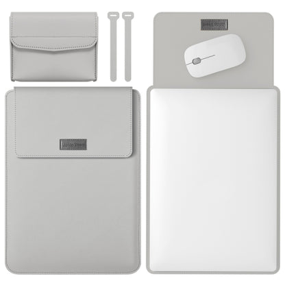 4 in 1 Lightweight and Portable Leather Computer Bag, Size:15.4/15.6/16.1 inches(Grey) - 15 inch by buy2fix | Online Shopping UK | buy2fix