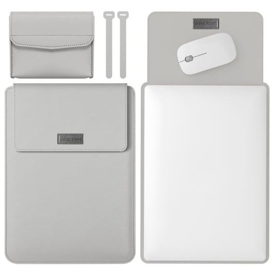 4 in 1 Lightweight and Portable Leather Computer Bag, Size:15.4/15.6/16.1 inches(Grey) - 15 inch by buy2fix | Online Shopping UK | buy2fix
