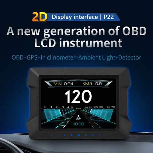 P22 3.5 inch Car HUD Head up Display GPS OBD2 Dual System Windshield Projector - Head Up Display System by buy2fix | Online Shopping UK | buy2fix