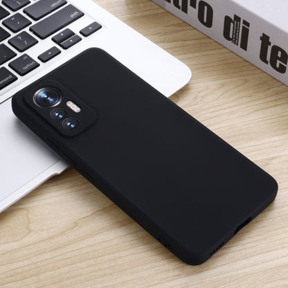 For Xiaomi 12 Lite Solid Color Liquid Silicone Full Coverage Phone Case(Black) by buy2fix