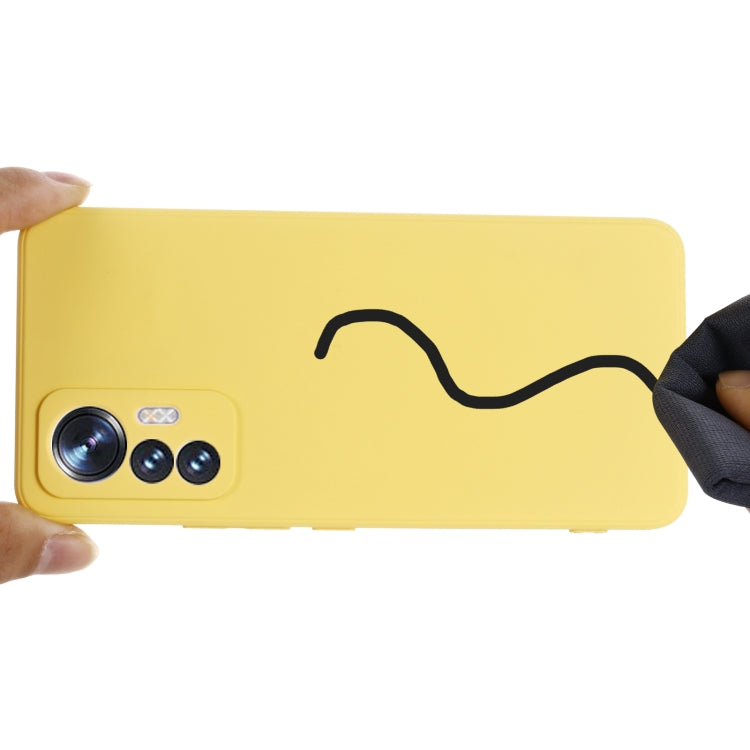 For Xiaomi 12 Lite Solid Color Liquid Silicone Full Coverage Phone Case(Yellow) by buy2fix