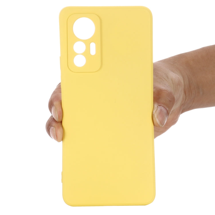 For Xiaomi 12 Lite Solid Color Liquid Silicone Full Coverage Phone Case(Yellow) by buy2fix