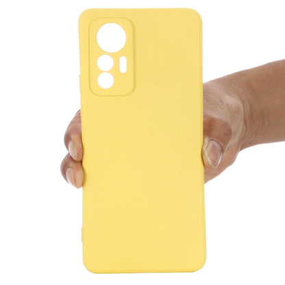 For Xiaomi 12 Lite Solid Color Liquid Silicone Full Coverage Phone Case(Yellow) by buy2fix