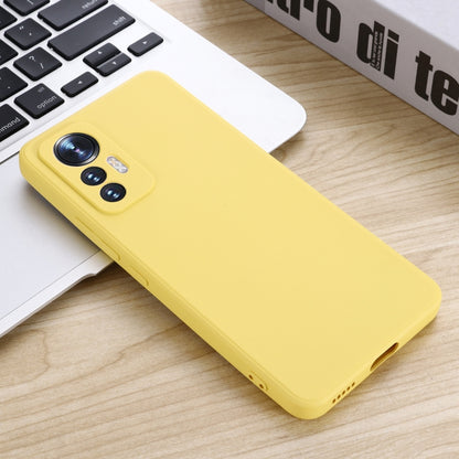 For Xiaomi 12 Lite Solid Color Liquid Silicone Full Coverage Phone Case(Yellow) by buy2fix