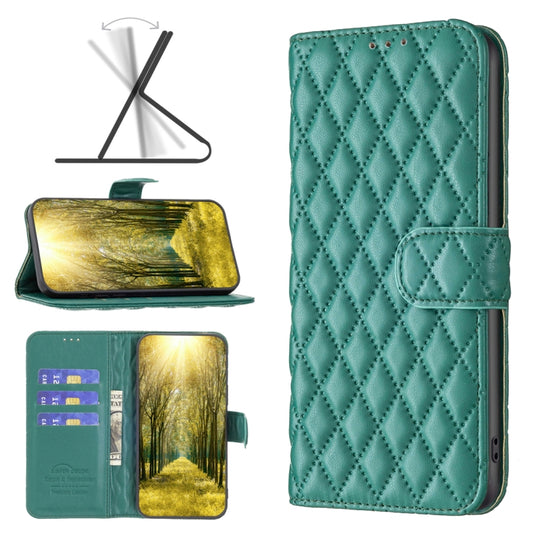 For OPPO Realme C35 Diamond Lattice Wallet Leather Flip Phone Case(Green) - Realme Cases by buy2fix | Online Shopping UK | buy2fix