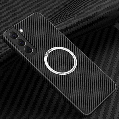 For Samsung Galaxy S22 Plus 5G Carbon Fiber Texture MagSafe Magnetic Phone Case(Black) - Galaxy S22+ 5G Cases by buy2fix | Online Shopping UK | buy2fix