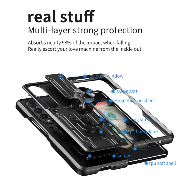 For Samsung Galaxy Z Fold4 Sliding Camshield Card Phone Case(Black) - Galaxy Z Fold4 5G Cases by buy2fix | Online Shopping UK | buy2fix