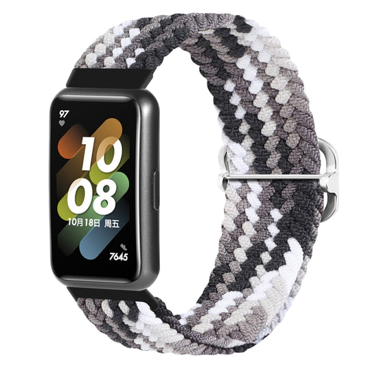 For Huawei Band 7 Nylon Braided Buckle Watch Band(Colorful Black) by buy2fix