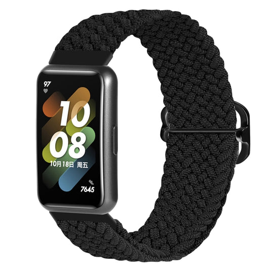 For Huawei Band 7 Nylon Braided Buckle Watch Band(Black) by buy2fix