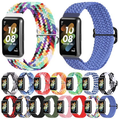 For Huawei Band 7 Nylon Braided Buckle Watch Band(Colorful Black) by buy2fix