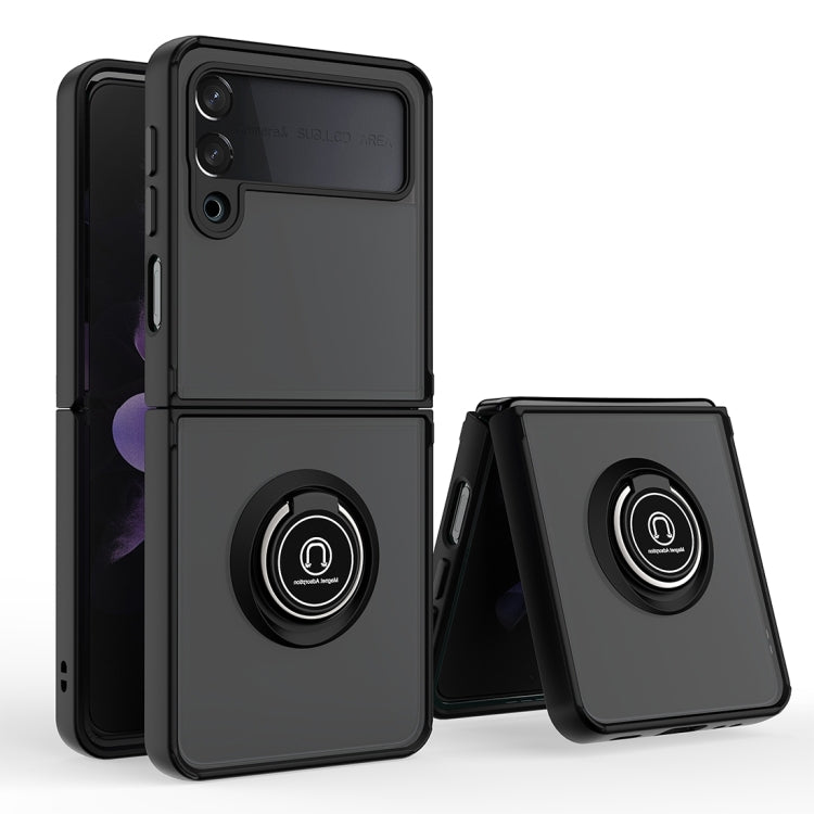 For Samsung Galaxy Z Flip4 Q Shadow I Ring Kickstand PC and TPU Hybrid Phone Case(Black) - Galaxy Z Flip4 5G Cases by buy2fix | Online Shopping UK | buy2fix