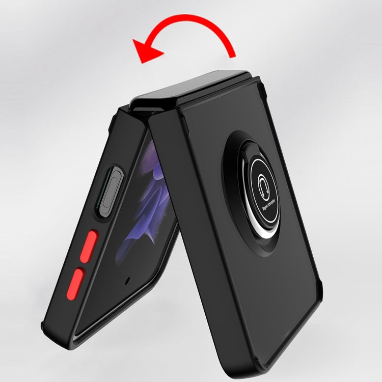 For Samsung Galaxy Z Flip4 Q Shadow I Ring Kickstand PC and TPU Hybrid Phone Case(Black) - Galaxy Z Flip4 5G Cases by buy2fix | Online Shopping UK | buy2fix