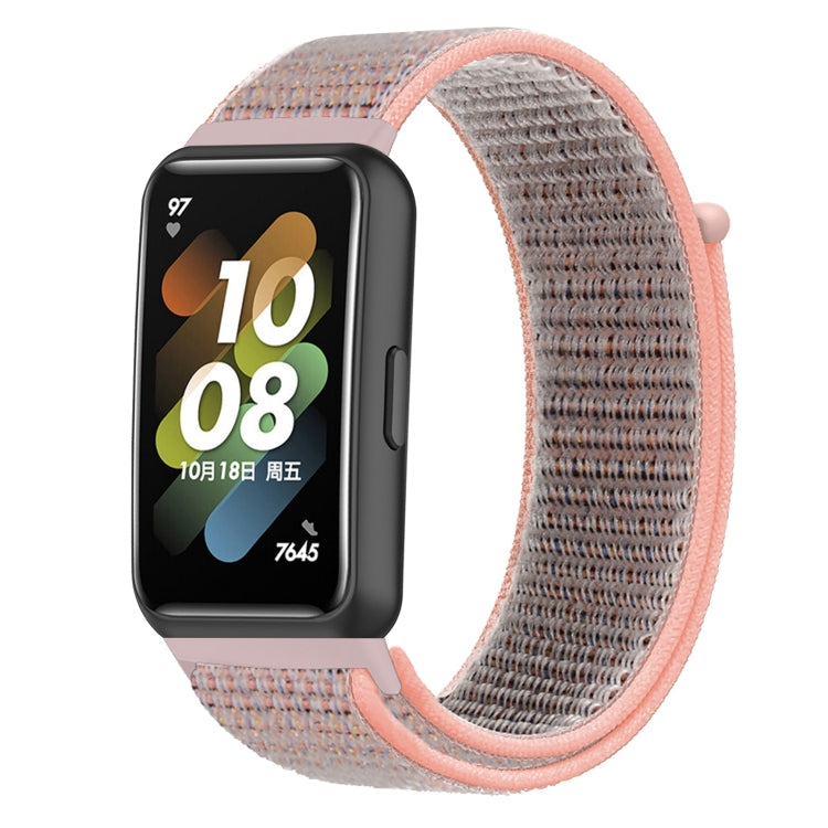 For Huawei Band 7 Nylon Loop Buckle Watch Band(Pink Sand) by buy2fix