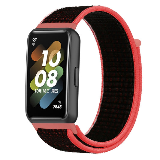 For Huawei Band 7 Nylon Loop Buckle Watch Band(Red Black) - Watch Bands by buy2fix | Online Shopping UK | buy2fix