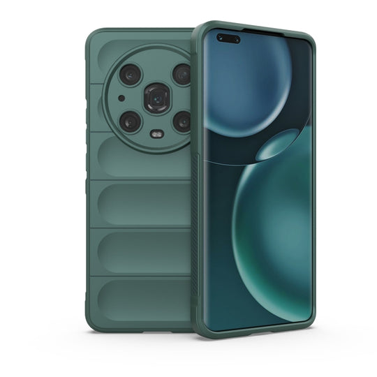 Pour Honor Magic4 Pro Magic Shield TPU + Étui de téléphone en flanelle (Vert foncé)