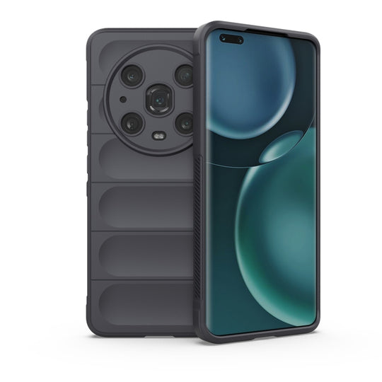 Pour Honor Magic4 Pro Magic Shield TPU + Étui de téléphone en flanelle (gris foncé)