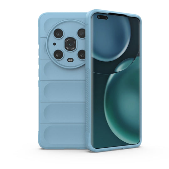 Pour Honor Magic4 Pro Magic Shield TPU + Étui de téléphone en flanelle (bleu clair)