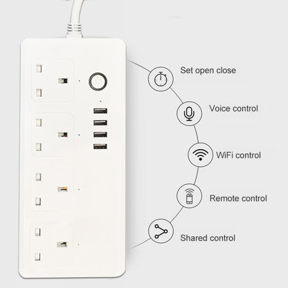 ZigBee 13A SM-SO301-K 4 Holes + 4 USB Multi-purpose Smart Power Strip, UK Plug - Smart Socket by buy2fix | Online Shopping UK | buy2fix